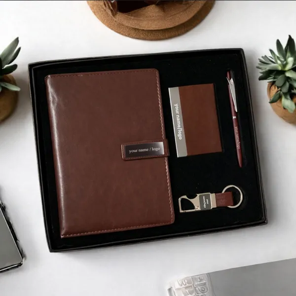 Premium_Corporate_Gift_Set_|_Brown_PU_Leather_|_Diary,_Card_Holder,_Pen_&_Keychain