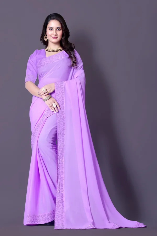 Purple_Georgette_Saree_with_Embroidered_Border_and_Matching_Blouse_For_Women