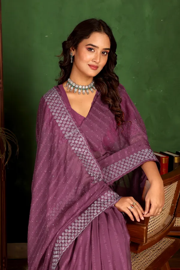 Purple_Sequin_Border_Saree_with_Embroidered_Blouse_For_Women