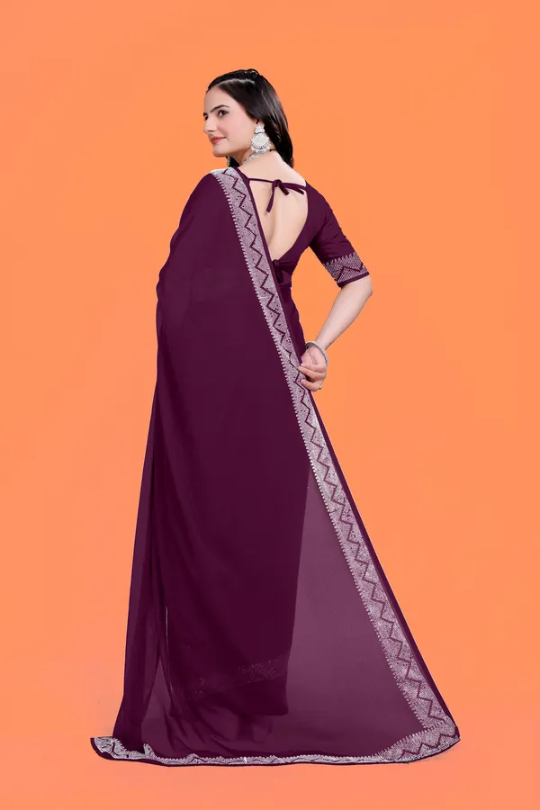 Purple_Georgette_Saree_with_Silver_Lace_Border_For_Women