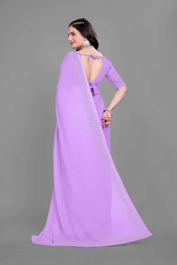 Lavender_Georgette_Saree_with_Matching_Blouse_For_Women