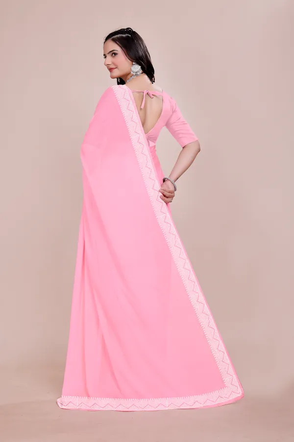 Pink_Georgette_Saree_with_Lace_Border_For_Women