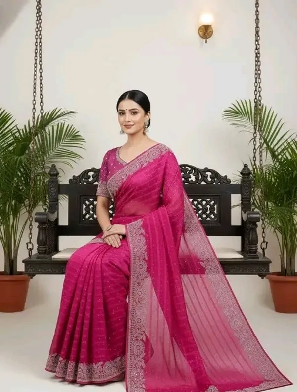 Pink_Georgette_Saree_with_Silver_Embroidered_Border_and_Sequins_Work_For_Women