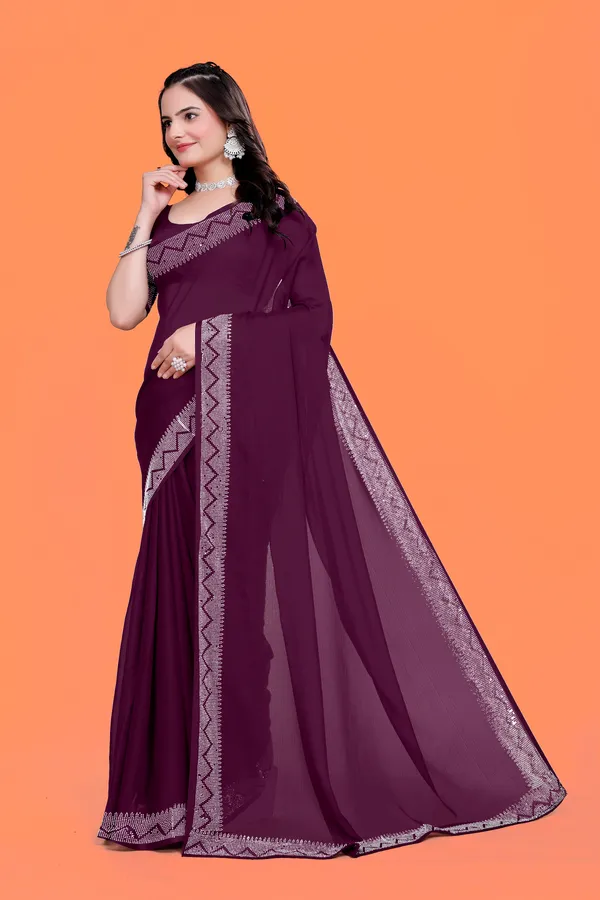 Purple_Georgette_Saree_with_Silver_Lace_Border_For_Women