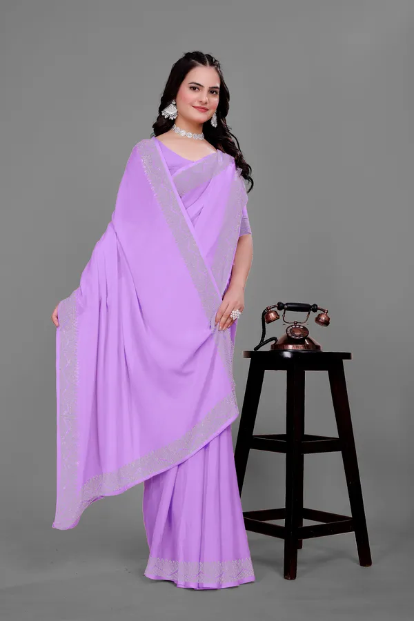 Purple_Chiffon_Saree_with_Silver_Border_For_Women