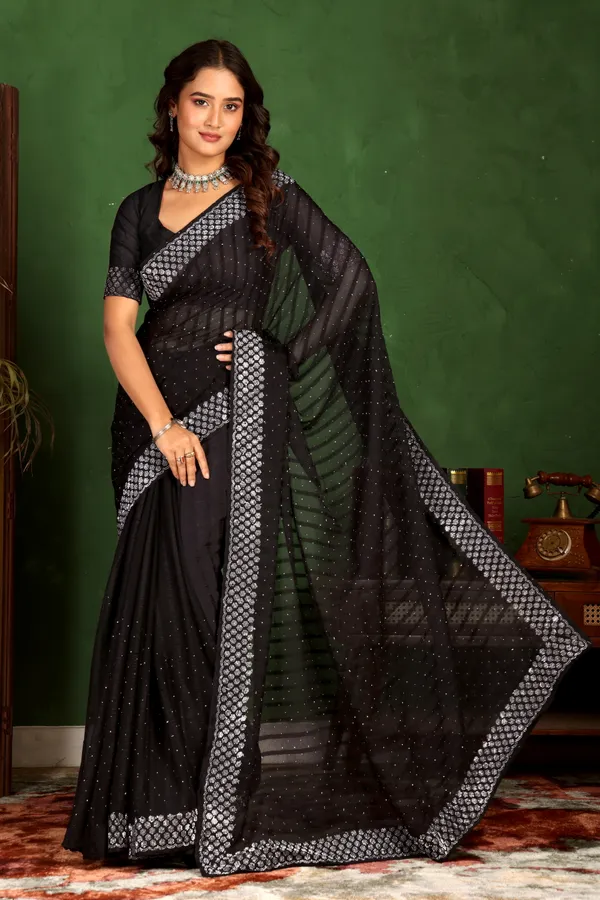 Black_Sequin_Saree_with_Geometric_Border_and_Blouse_For_Women
