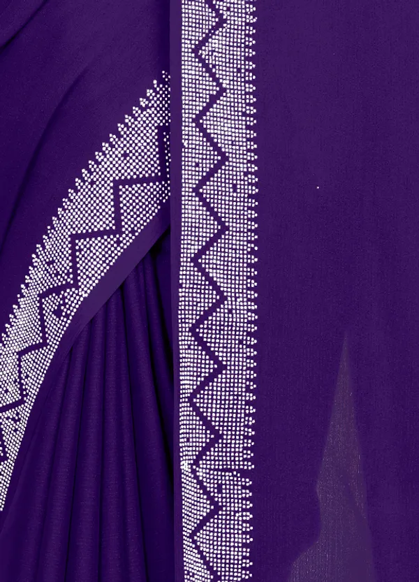 Purple_Chiffon_Saree_with_Silver_Border_and_Matching_Blouse_For_Women