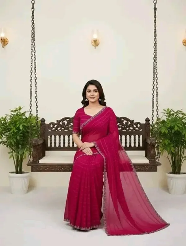 Magenta_Chiffon_Saree_with_Embellished_Border_For_Women