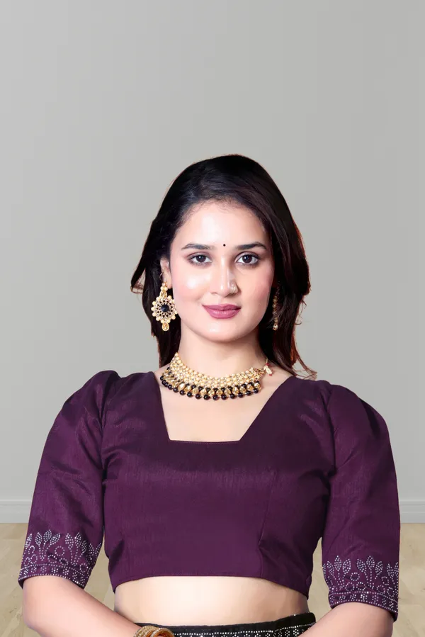 Purple_Embellished_Border_Saree_with_Matching_Blouse_For_Women