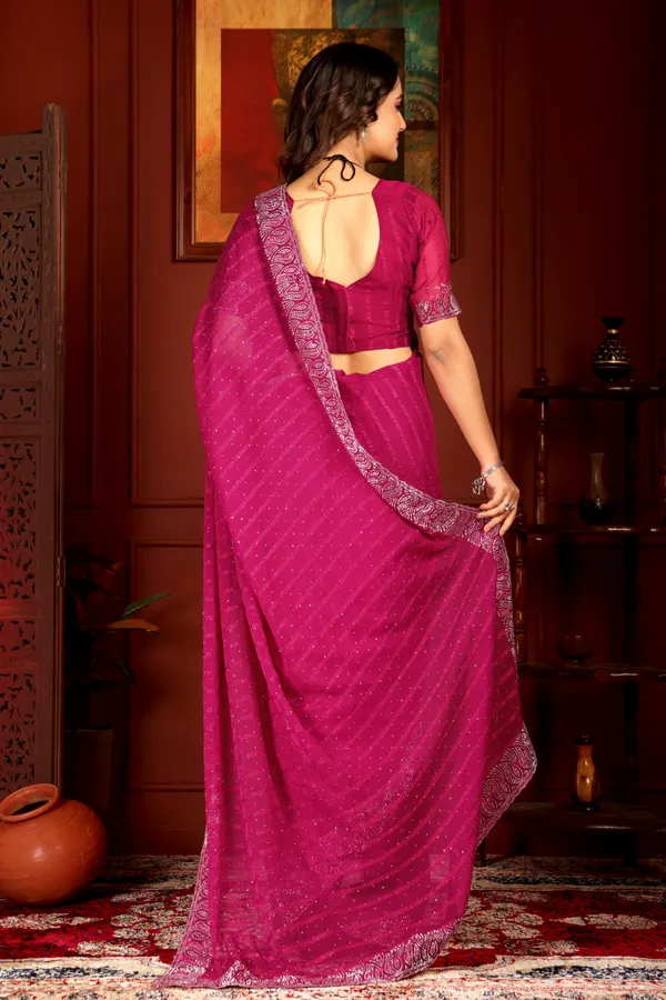 Pink_Embellished_Georgette_Saree_with_Border_For_Women