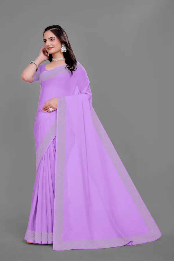 Purple_Chiffon_Saree_with_Silver_Border_For_Women