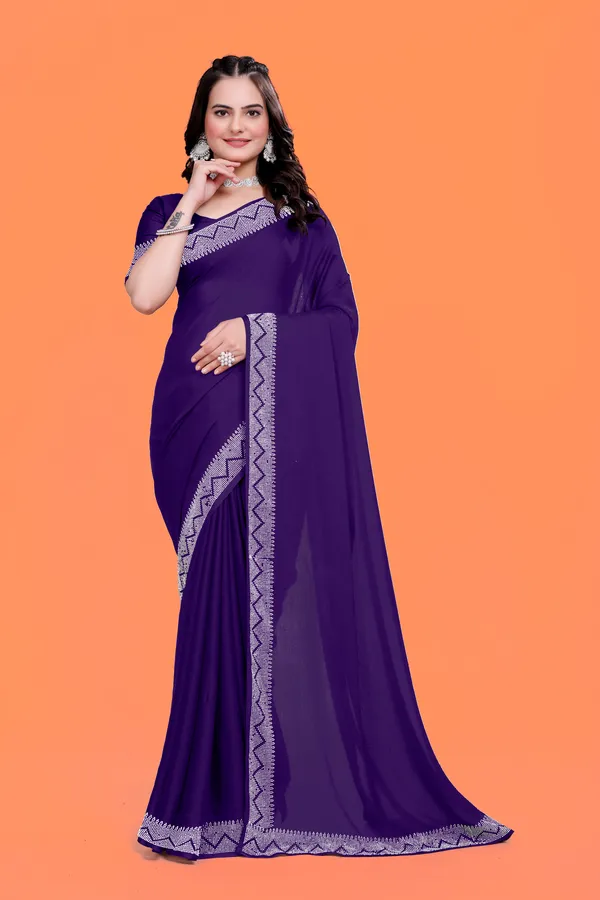 Purple_Chiffon_Saree_with_Silver_Border_and_Matching_Blouse_For_Women