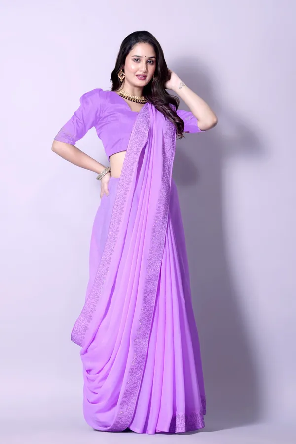 Purple_Georgette_Saree_with_Embroidered_Blouse_For_Women
