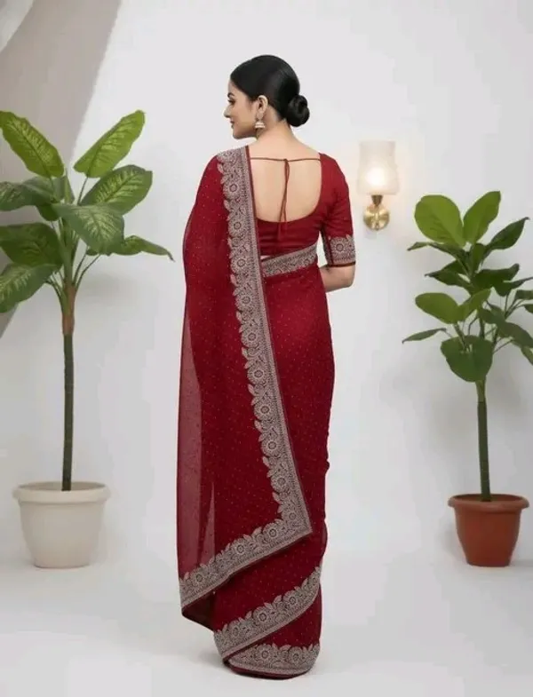 Maroon_Embroidered_Georgette_Saree_with_Blouse_For_Women