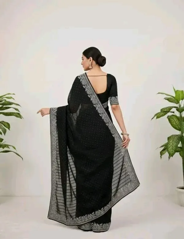 Black_Georgette_Saree_with_Silver_Stone_Work_Border_and_Embellished_Blouse_For_Women
