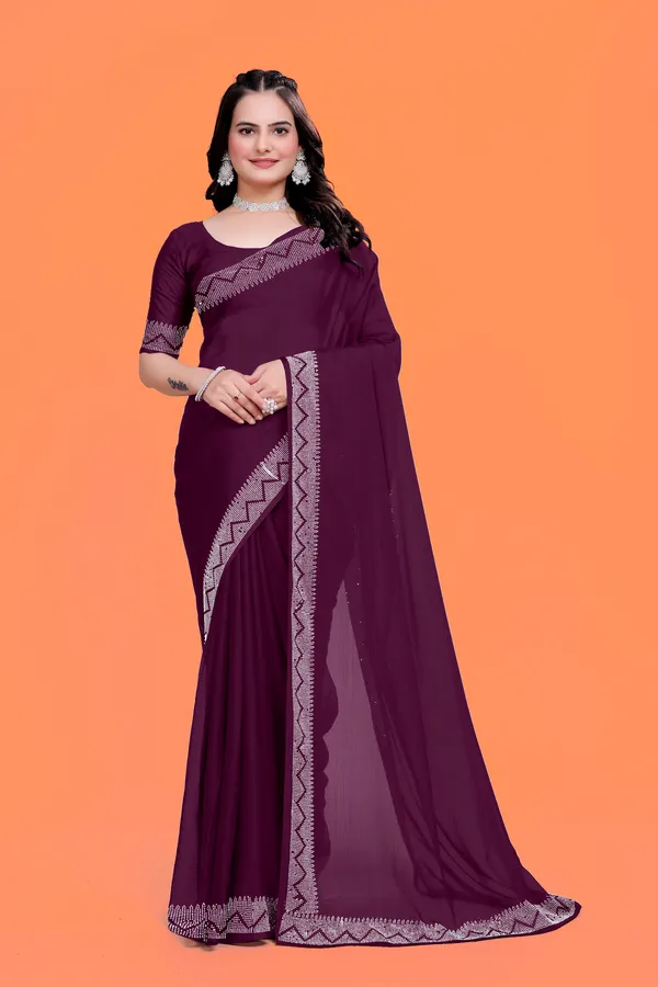 Purple_Georgette_Saree_with_Silver_Lace_Border_For_Women
