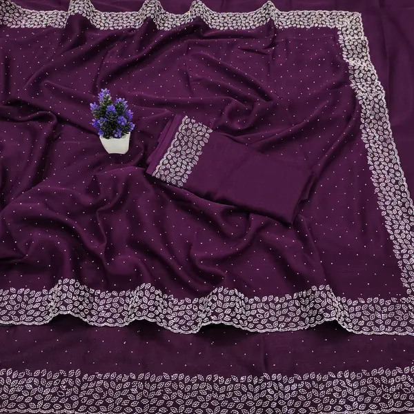 Purple_Designer_Georgette_Saree_with_Embroidered_Border_and_Blouse_For_Women