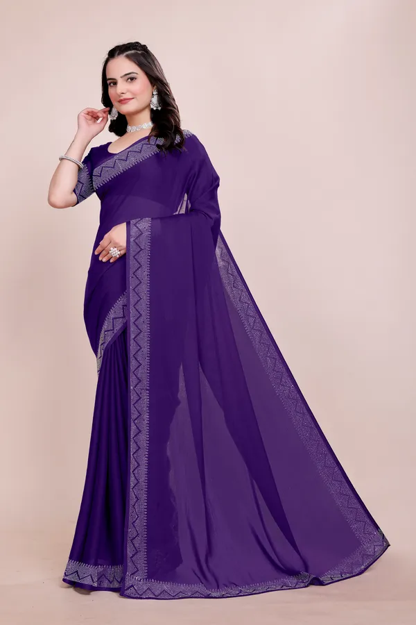 Purple_Elegant_Georgette_Saree_with_Silver_Lace_Border_For_Women