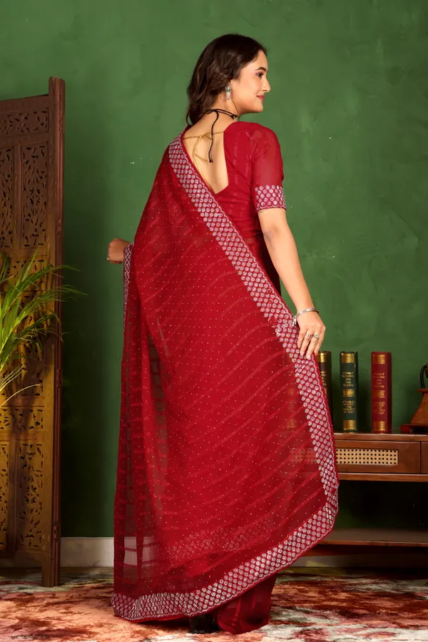 Red_Sequin_Work_Saree_with_Geometric_Border_For_Women