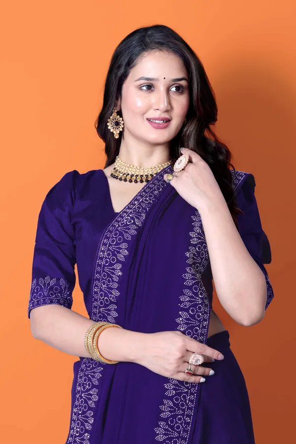 Embroidered_Georgette_Saree_with_Blouse_For_Women
