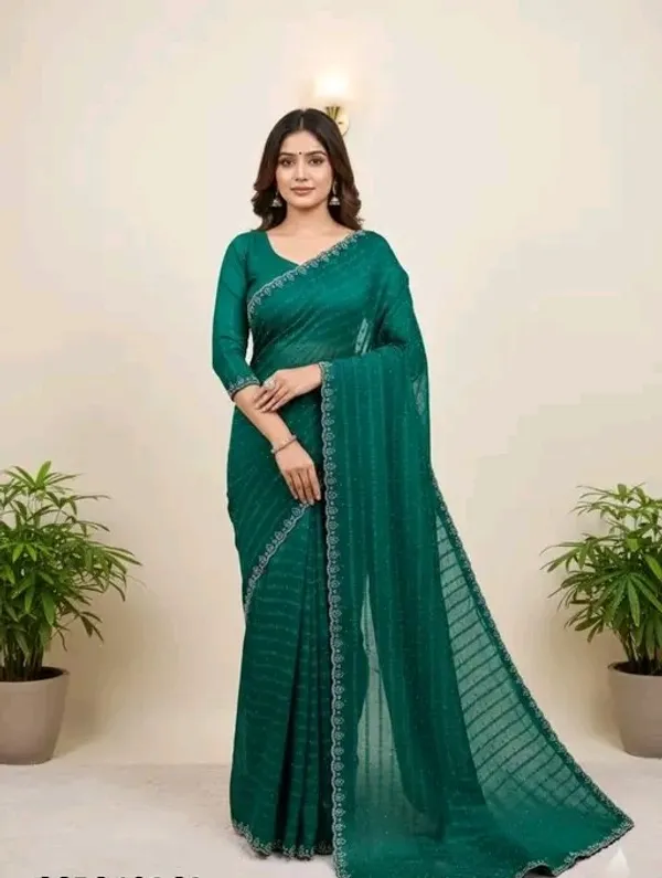 Teal_Green_Elegant_Saree_with_Embroidered_Border_For_Women