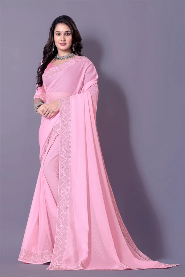 Light_Pink_Georgette_Saree_with_Embellished_Border_and_Blouse_For_Women