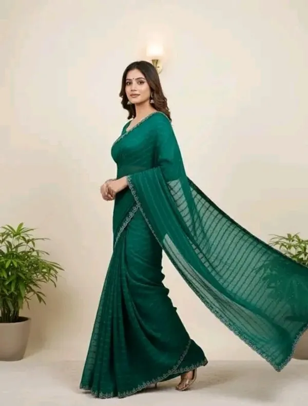 Teal_Green_Elegant_Saree_with_Embroidered_Border_For_Women