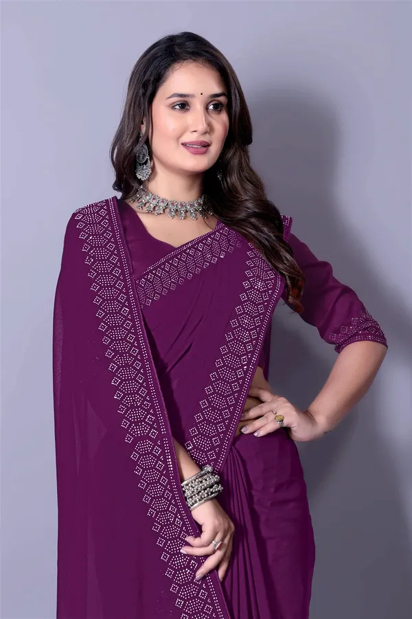 Purple_Embellished_Border_Saree_with_Matching_Blouse_For_Women