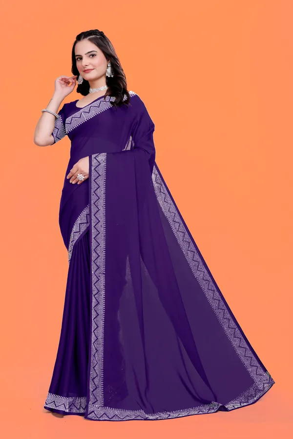 Purple_Chiffon_Saree_with_Silver_Border_and_Matching_Blouse_For_Women