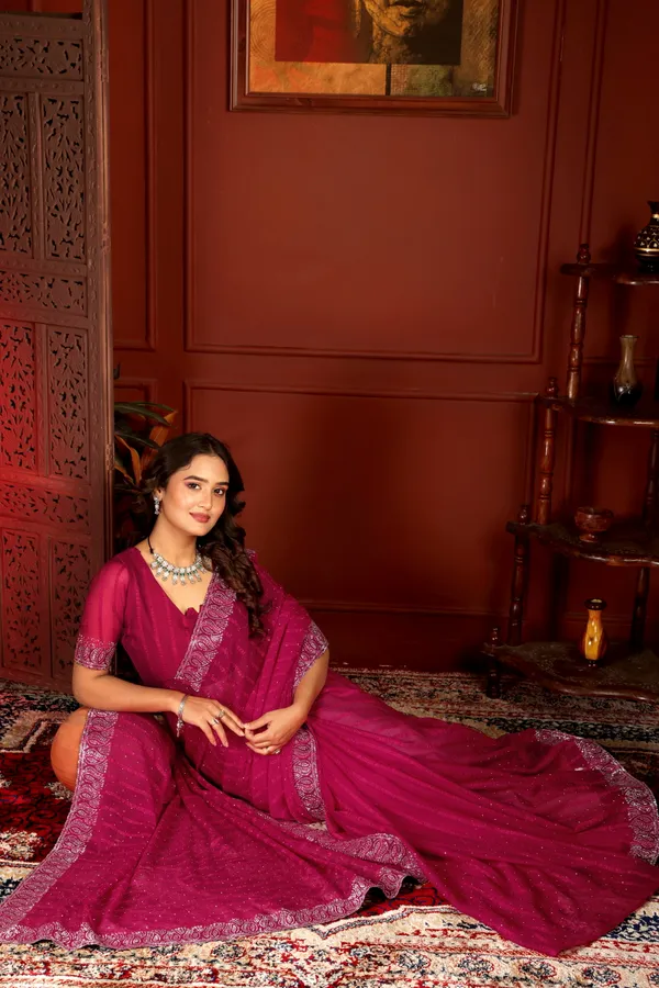 Pink_Embellished_Georgette_Saree_with_Border_For_Women