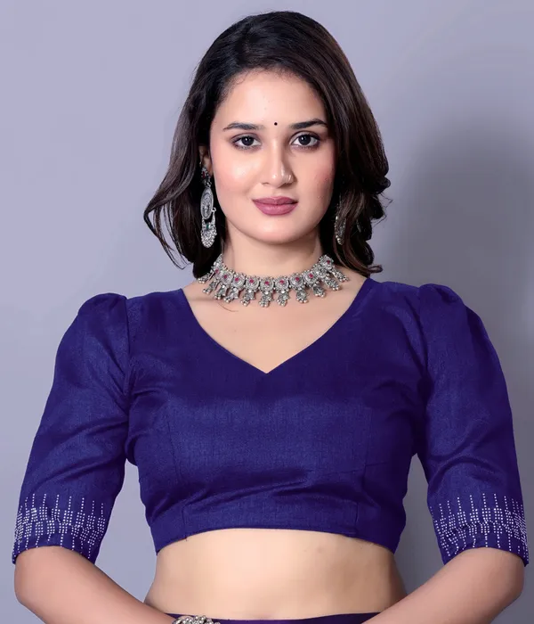 Royal_Blue_Georgette_Saree_with_Embellished_Border_and_Blouse_For_Women