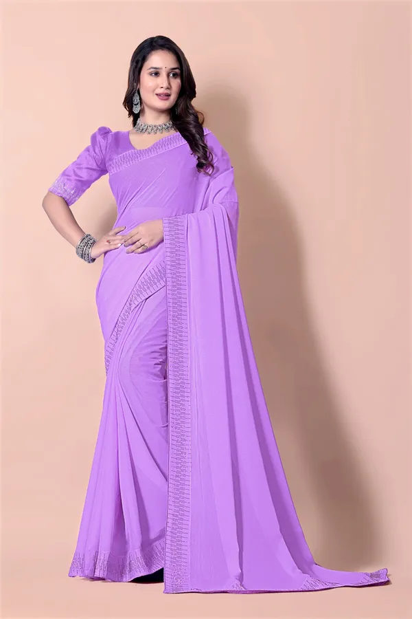 Purple_Georgette_Saree_with_Embellished_Border_and_Matching_Blouse_For_Women
