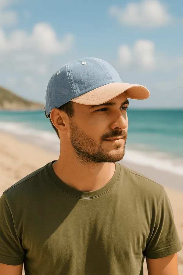 Ice_Blue_And_Peach_Denim_Premium_Unisex_Caps