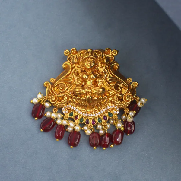 Udbhava_Traditional_Lakshmi_Nakshi_Pendant_with_Red_Bead_Drops_–_Temple_Jewellery_Design