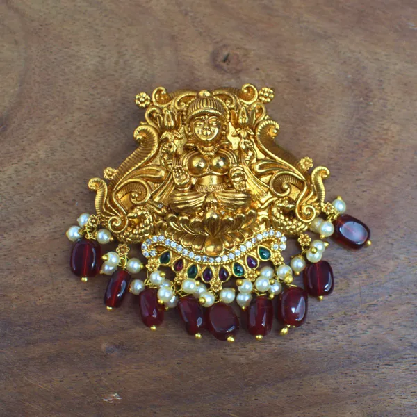 Udbhava_Traditional_Lakshmi_Nakshi_Pendant_with_Red_Bead_Drops_–_Temple_Jewellery_Design