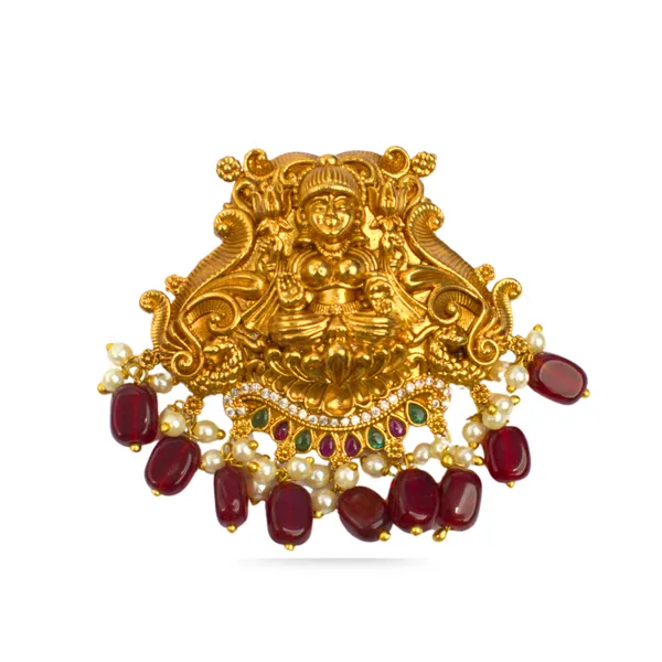 Udbhava_Traditional_Lakshmi_Nakshi_Pendant_with_Red_Bead_Drops_–_Temple_Jewellery_Design
