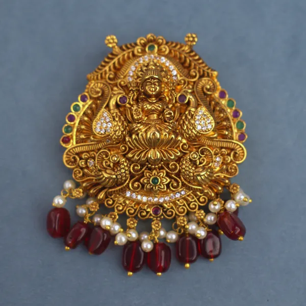 Udbhava_Traditional_Lakshmi_Nakshi_Pendant_with_Red_Bead_Drops_–_Temple_Jewellery_Design