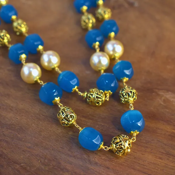 Udbhava_2-Layer_Kattu_Theega_Handcrafted_Blue_Bead_&_Pearl_Necklace_–_Traditional_Temple_Jewellery