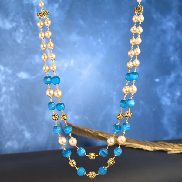 Udbhava_2-Layer_Kattu_Theega_Handcrafted_Blue_Bead_&_Pearl_Necklace_–_Traditional_Temple_Jewellery