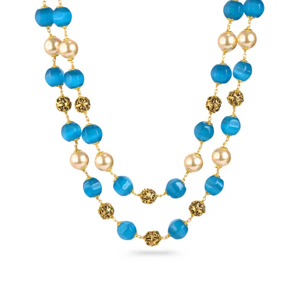 Udbhava_2-Layer_Kattu_Theega_Handcrafted_Blue_Bead_&_Pearl_Necklace_–_Traditional_Temple_Jewellery