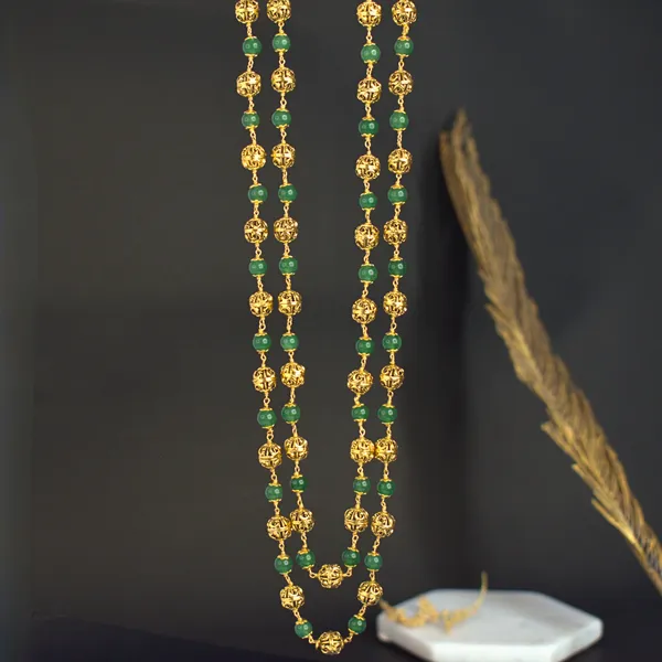 Handcrafted_Double-Line_Green_Kattu_Theega_Necklace