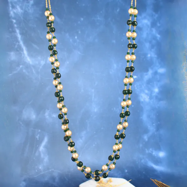 Two_Layer_Kattu_Theega_Handcrafted_Onyx_Beaded_Necklace_–_Green_onyx_&_Pearls