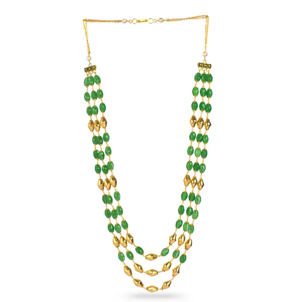 Three_Layer_Kattu_Theega_Handcrafted_CZ_Beads_Necklace_with_Gold_Balls
