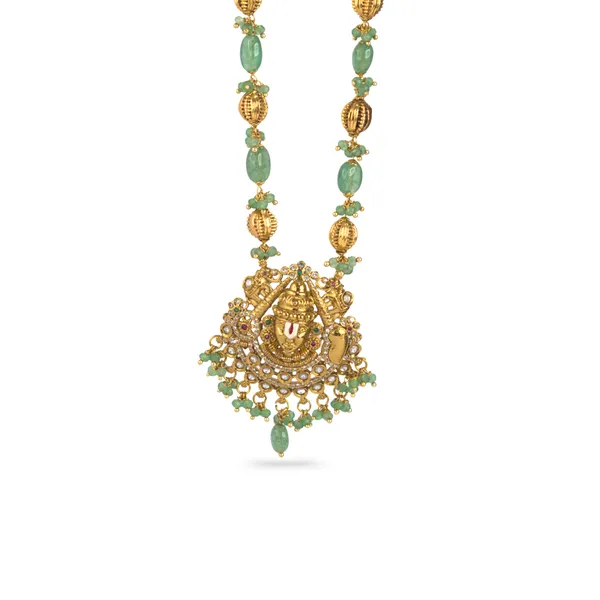 Green_Aventurine_Beads_Temple_Necklace_Set_with_Earrings_–_Kattu_Theega_Karigari