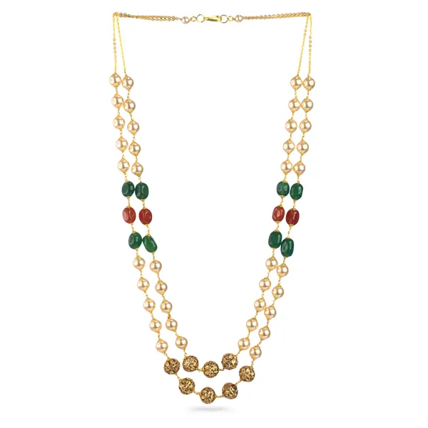 Multi-Colour_Beads_&_Pearl_Two-Layer_Necklace_–_Kattu_Theega_Karigari