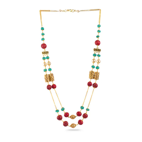 Red_&_Blue_Pumpkin_Beads_Two-Layer_Necklace_–_Kattu_Theega_Karigari