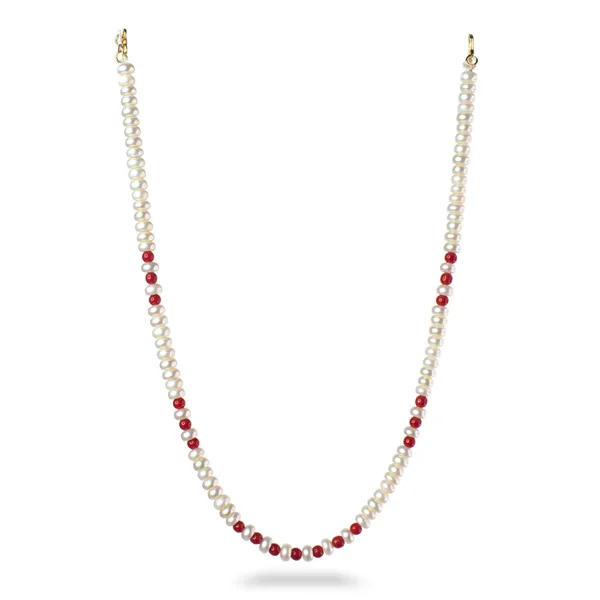 Handcrafted_Single_Line_Sutrakar_Necklace_with_Real_Pearls_&_Taiwan_Coral_|_Elegant_Traditional_Jewellery