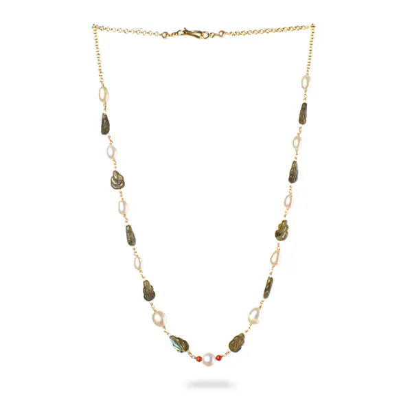 Handcrafted_Kattu_Theega_Necklace_with_Real_Pearls_&_Natural_Leaf-Shaped_Stone_Beads_|_Elegant_Nature-Inspired_Jewellery