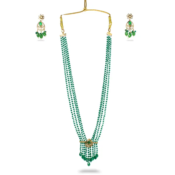 Rajvanshi_Green_Cascade_|_Natural_Bead_Multi-Layer_Long_Haram_Set_with_Earrings_|_Premium_Bridal_Jewellery