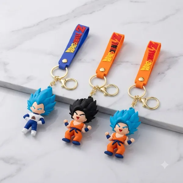 Premium_Dragon_Ballz_Goku_And_Vegeta_Figurine_Silicone_Keychain_with_Wrist_Strap_Combo_Of_3